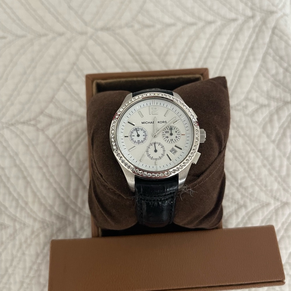 Michael Kors Stainless Steel, Black Strap women Watch